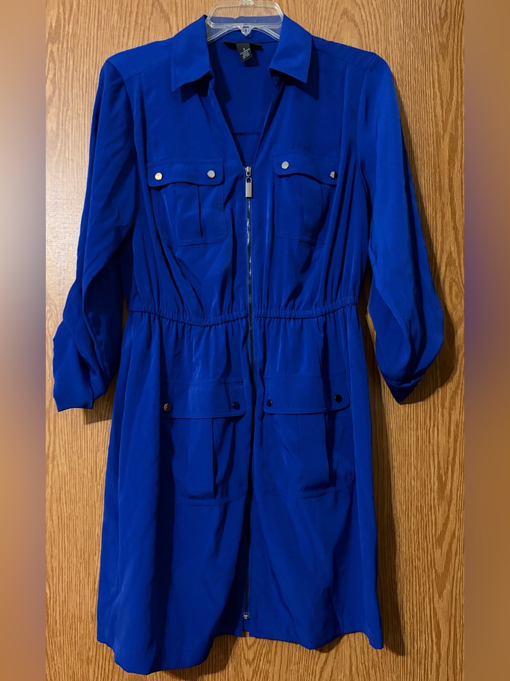 Alfani Cobalt Blue Zip-Front Shirtdress